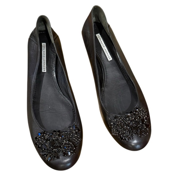 Vera Wang Lavender Label Shoes - Vera Wang Lavender Label Black Jeweled Flats size 9.5